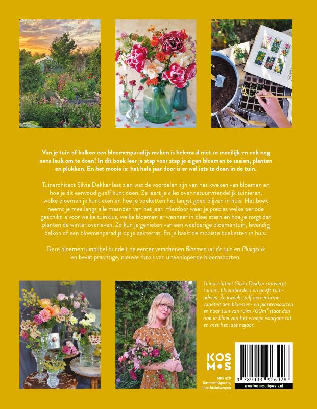 Achterkant van Tuinieren met bloemen