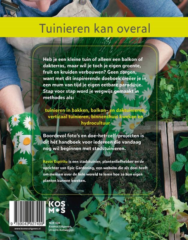 Achterkant van Handboek urban gardening: Stadstuinieren met een kleine tuin, balkon of dakterras
