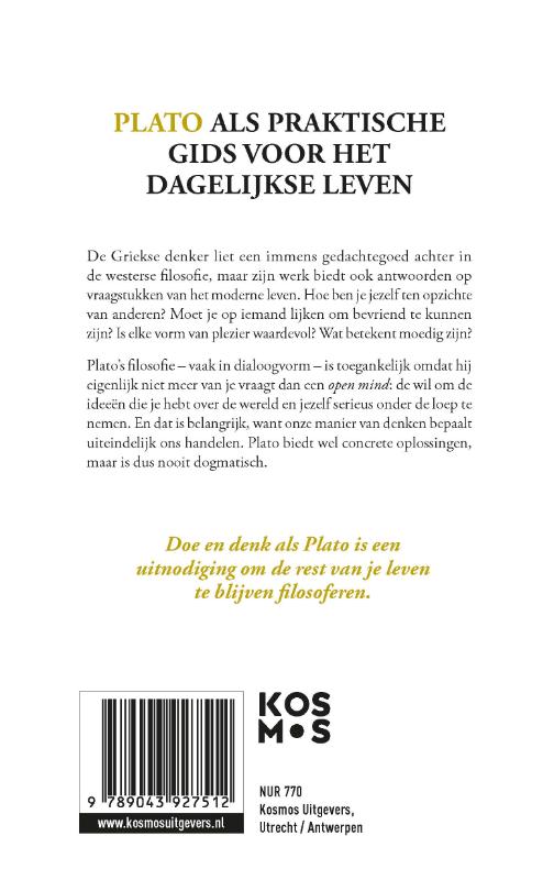 Achterkant van Doe en denk als Plato