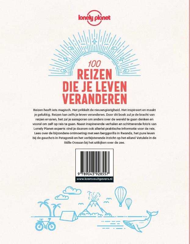 Achterkant van Lonely Planet 100 reizen die je leven veranderen