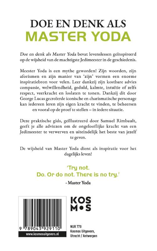 Achterkant van Doe en denk als Master Yoda