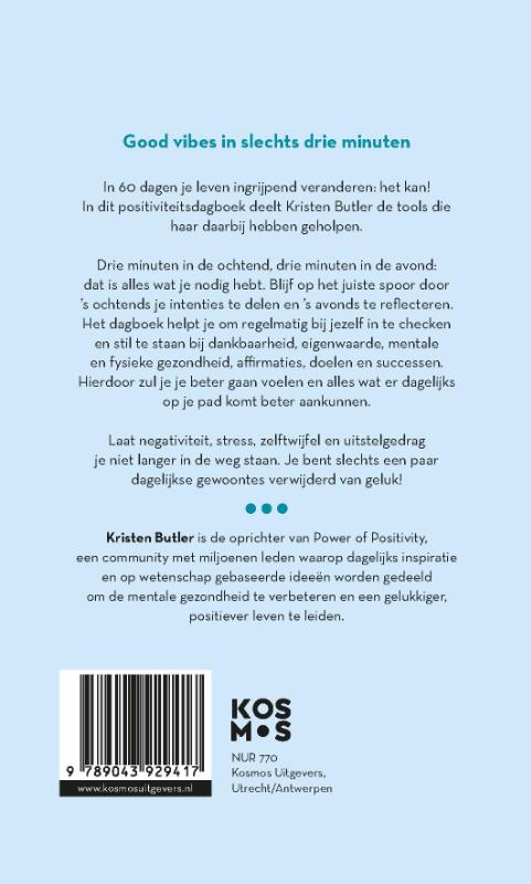 Achterkant van 3 minuten positiviteit journal