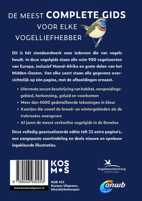 Achterkant van ANWB Vogelgids van Europa
