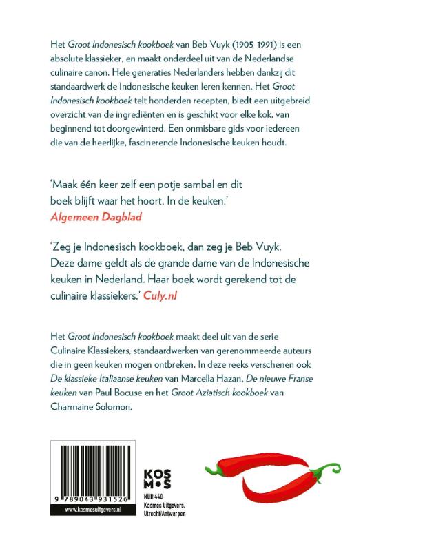 Achterkant van Groot Indonesisch kookboek