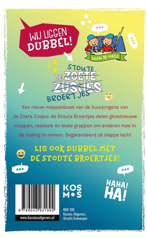 Achterkant van De Stoute Broertjes moppenboek
