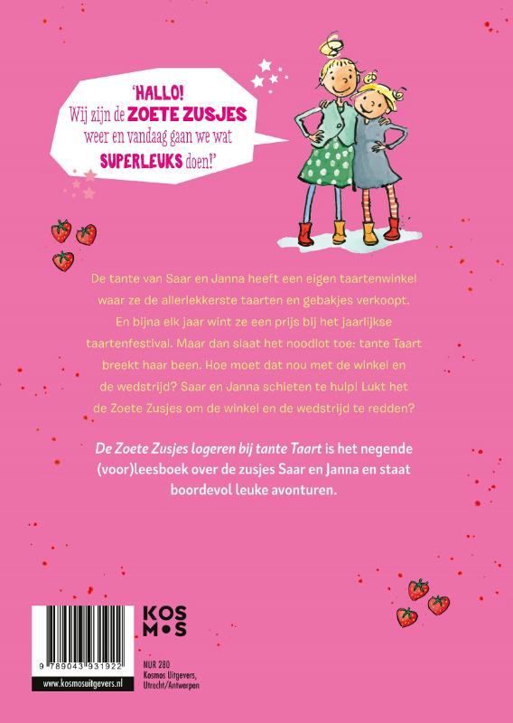 Achterkant van De Zoete Zusjes logeren bij tante Taart