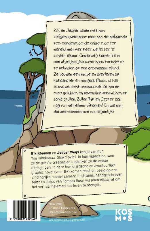 Achterkant van Rik en Jesper overleven op een onbewoond eiland