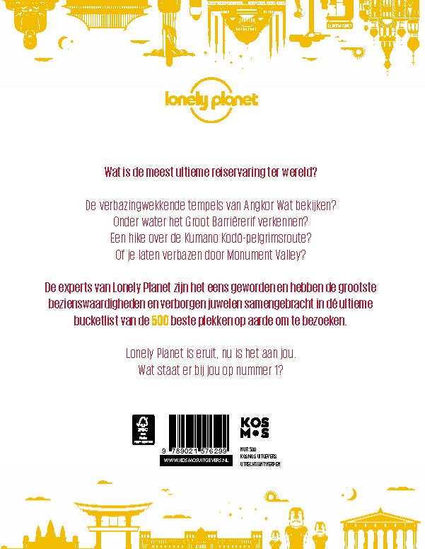 Achterkant van Lonely Planet Ultieme bestemmingen