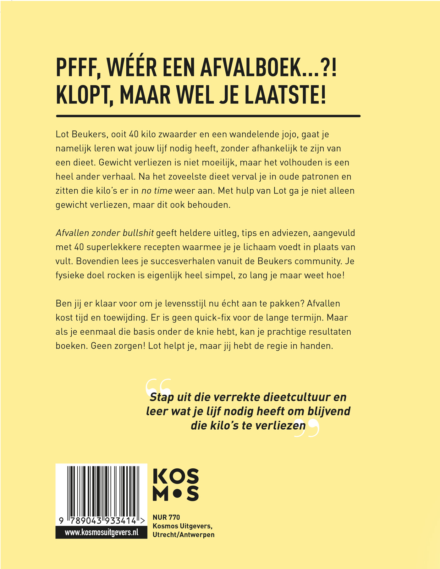 Achterkant van Afvallen zonder bullshit