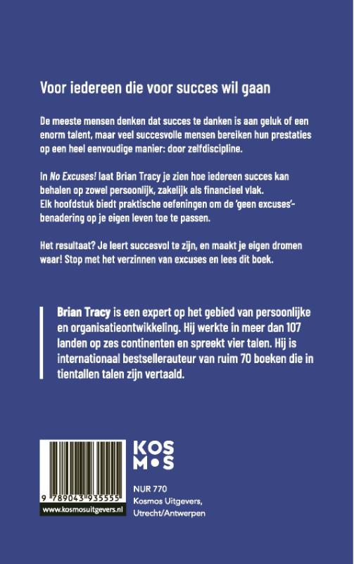 Achterkant van No Excuses!