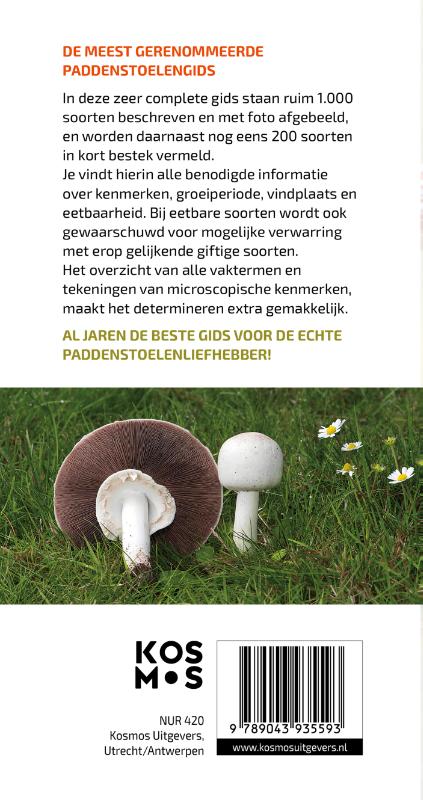Achterkant van De grote paddenstoelengids voor onderweg