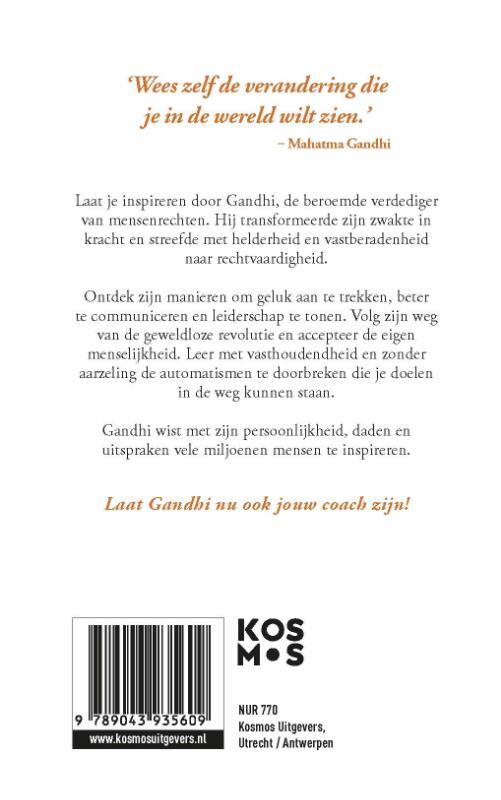 Achterkant van Doe en denk als Gandhi