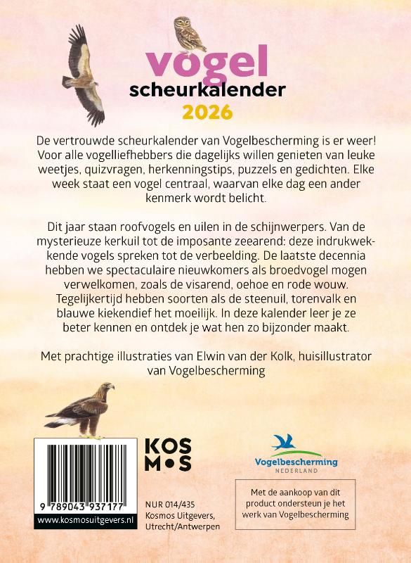 Achterkant van Vogelscheurkalender 2026