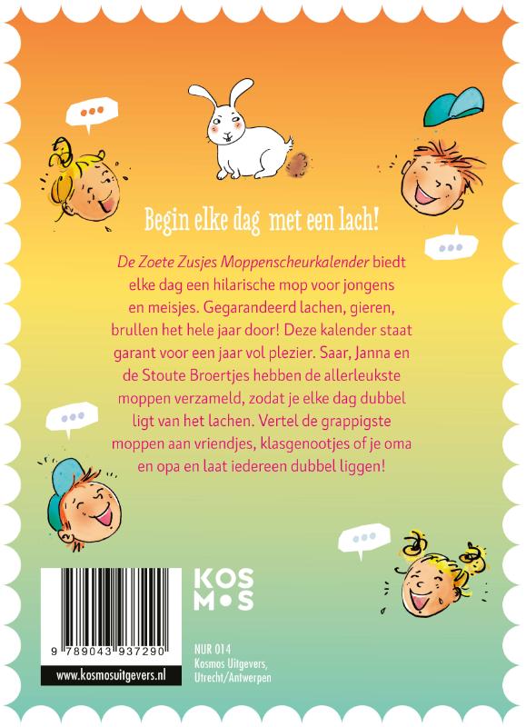 Achterkant van De Zoete Zusjes moppenscheurkalender