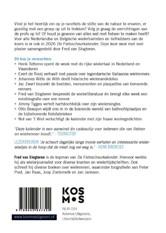 Achterkant van De Fietsscheurkalender 2026