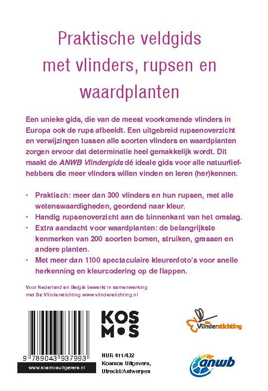 Achterkant van ANWB Vlindergids