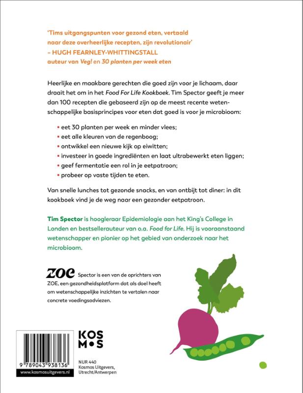 Achterkant van Het food for life kookboek