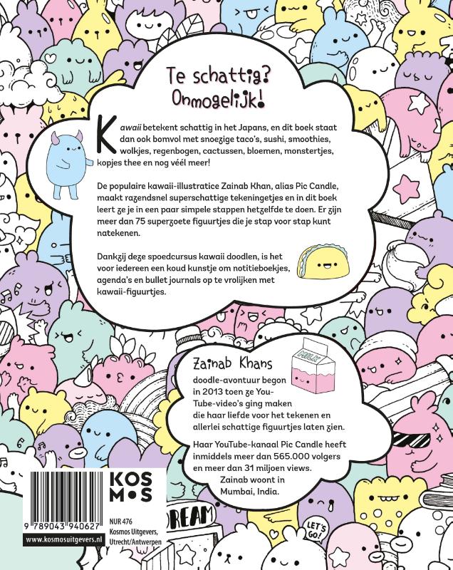 Achterkant van Kawaii doodles tekenen