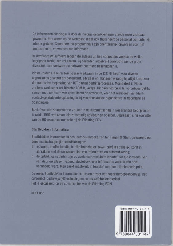 Achterkant van Hardware en software