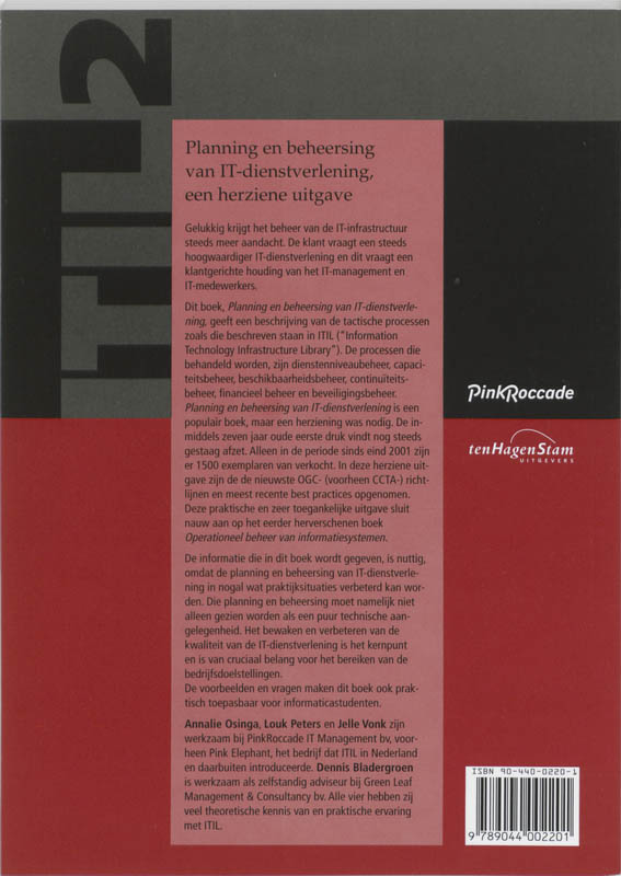 Achterkant van Planning en beheersing van IT-dienstverlening