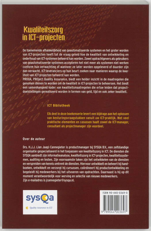 Achterkant van Kwaliteitszorg in ICT-projecten