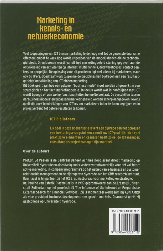 Achterkant van Marketing in de kennis- en netwerkeconomie