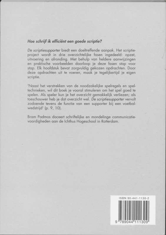 Achterkant van De scriptiesupporter