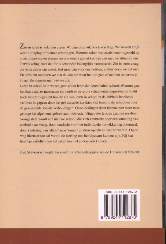 Achterkant van Zin in leren