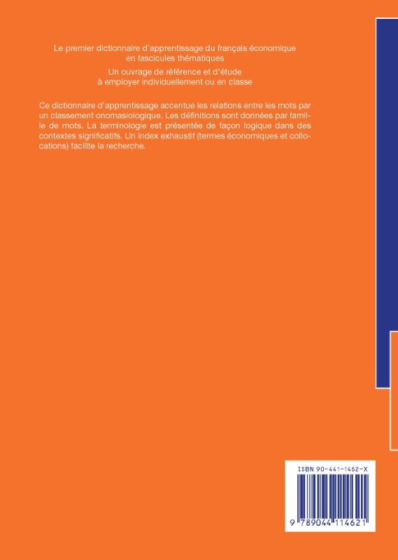Achterkant van Dictionnaire contextuel du français économique. Tome C: Les finances