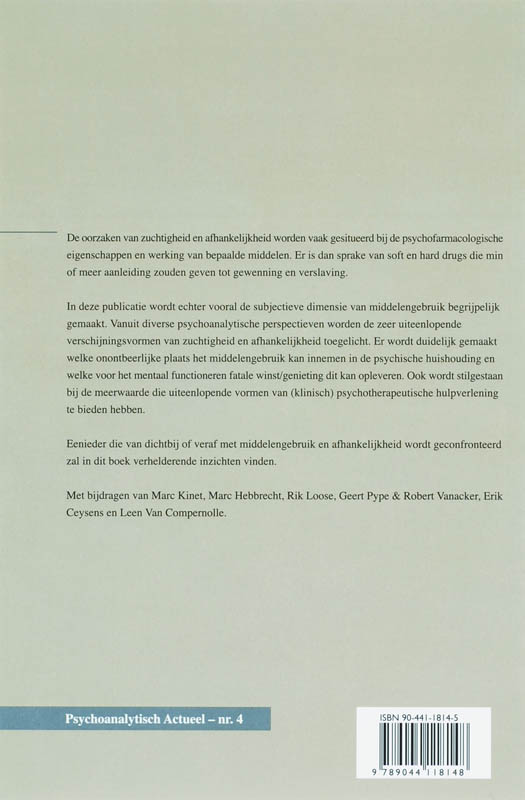 Achterkant van Zuchtigheid en afhankelijkheid in hun relatie met middelenmisbruik