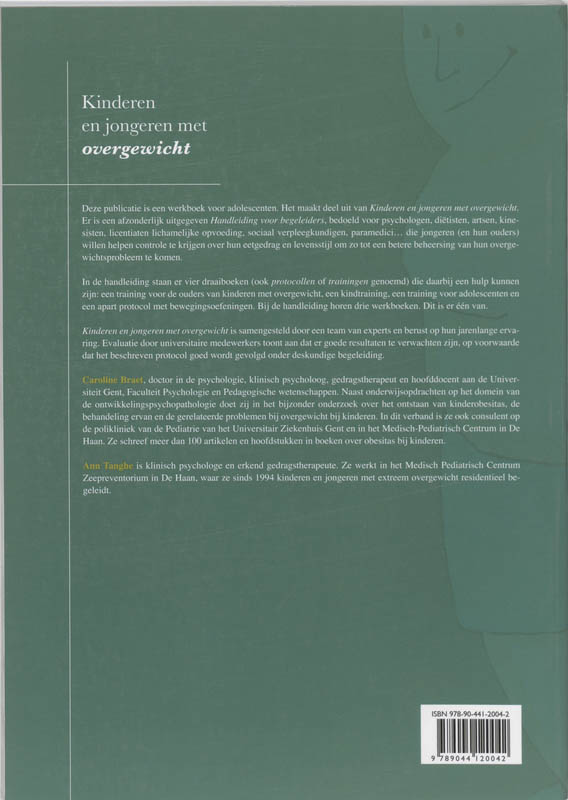 Achterkant van Werkboek voor adolescenten