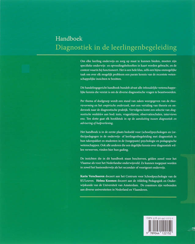 Achterkant van Handboek diagnostiek in de leerlingenbegeleiding