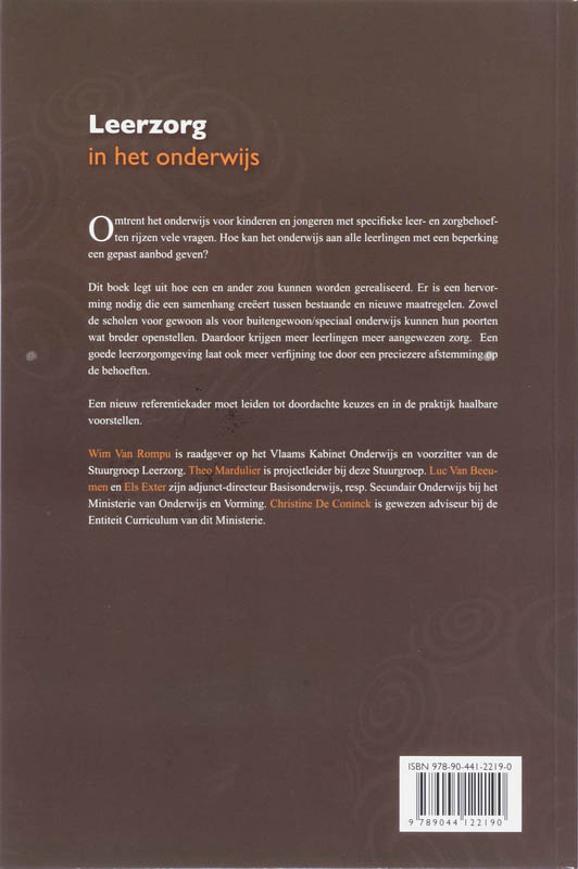 Achterkant van Leerzorg in het onderwijs