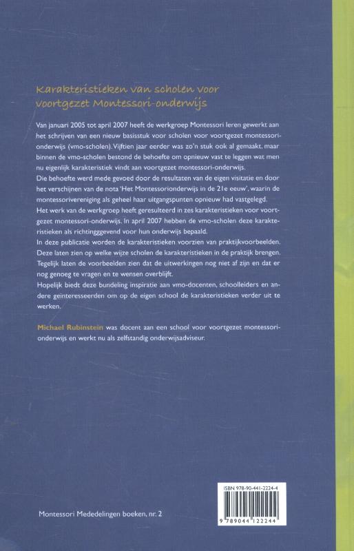 Achterkant van Karakteristieken van scholen voor voortgezet montessori-onderwijs