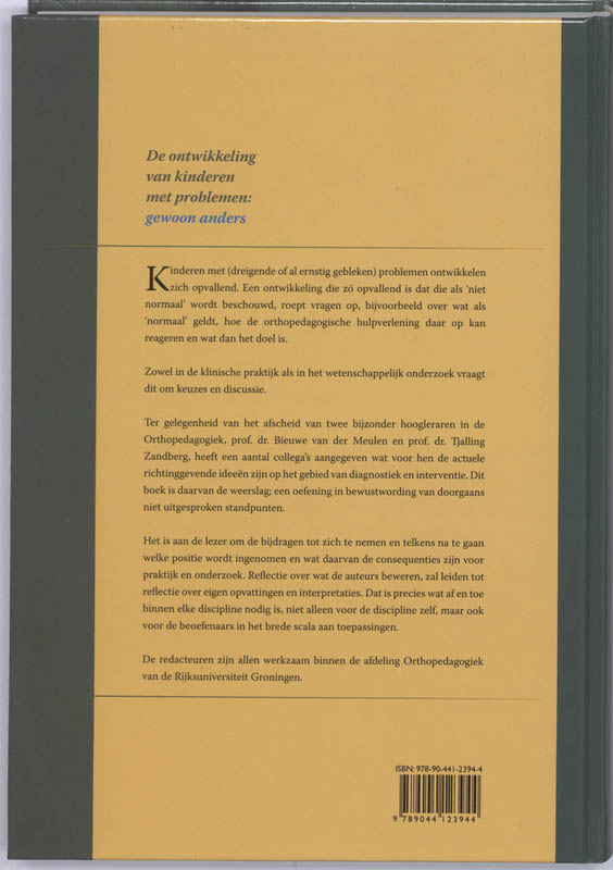 Achterkant van De ontwikkeling van kinderen met problemen