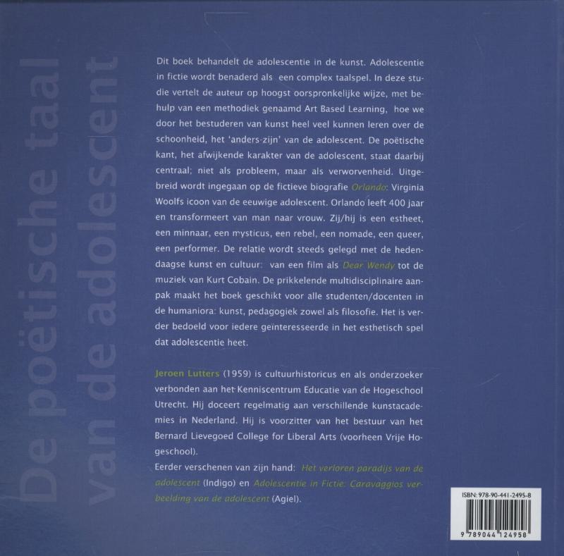 Achterkant van De poetische taal van de adolescent
