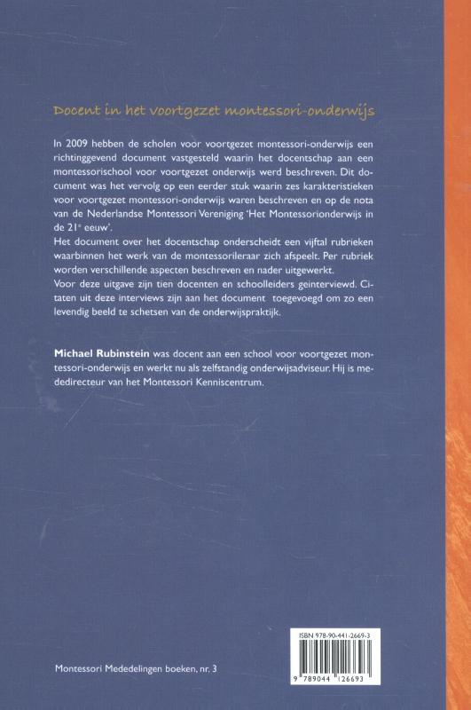 Achterkant van Docent in het voortgezet montessori-onderwijs