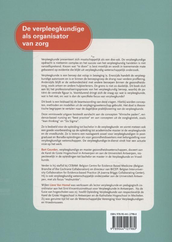 Achterkant van De verpleegkundige als organisator van zorg
