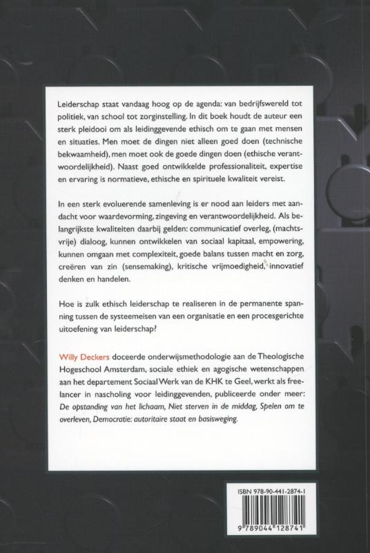 Achterkant van Ethisch leiderschap onderwijs