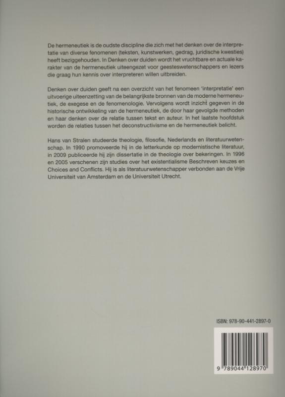 Achterkant van Denken over duiden