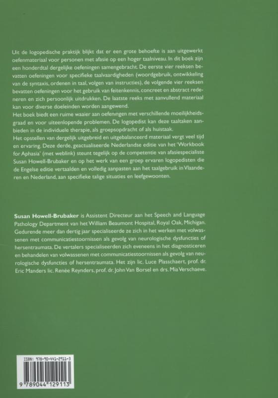 Achterkant van Werkboek voor afasie