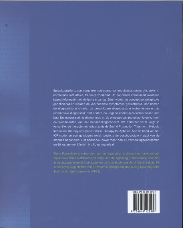 Achterkant van Handboek spraakapraxie bij volwassenen
