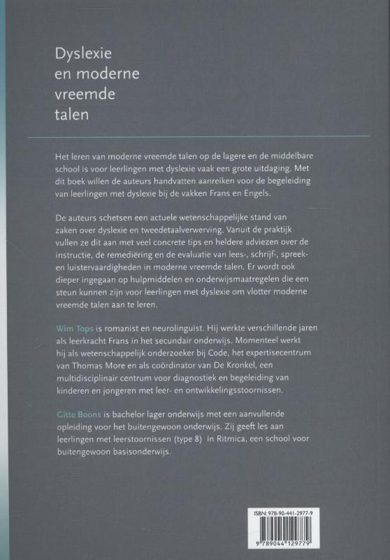 Achterkant van Dyslexie en moderne vreemde talen