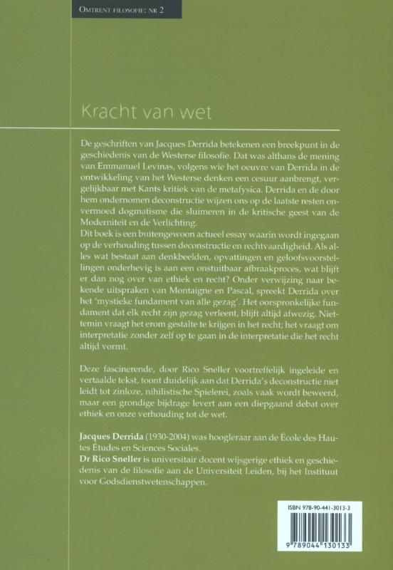 Achterkant van Kracht van wet