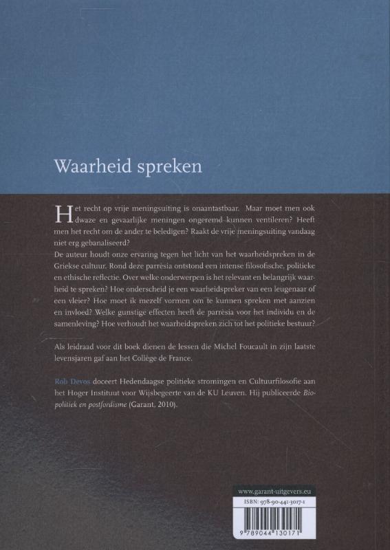 Achterkant van Waarheid spreken in politiek, onderwijs en vriendschap