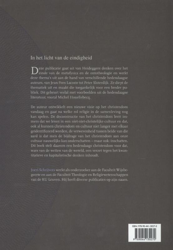 Achterkant van In het licht van de eindigheid