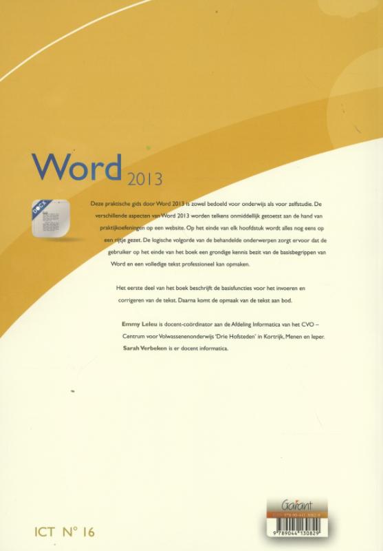 Achterkant van Word 2013