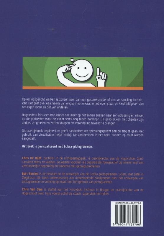 Achterkant van Praktijkboek over oplossingsgericht werken & visualisaties bij mensen met een verstandelijke beperking