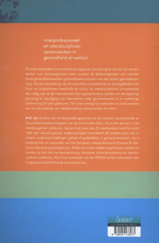 Achterkant van Interprofessioneel en interdisciplinair samenwerken in gezondheid en welzijn. (3de herziene druk)