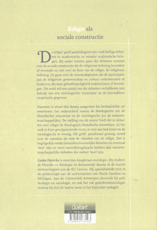 Achterkant van Religie als sociale constructie